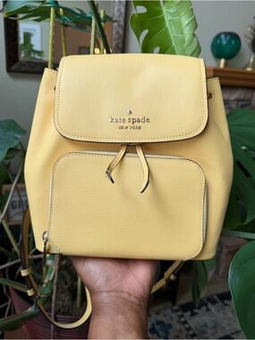 Kate Spade Darcy lemon yellow pebbled leather backpack